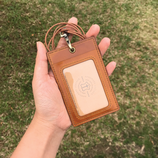 Cordovan Leather | ID Cardholder with Lanyard | 2 Photo Slots | 馬臀皮系列 | 掛頸職員卡套 | 兩相格款式