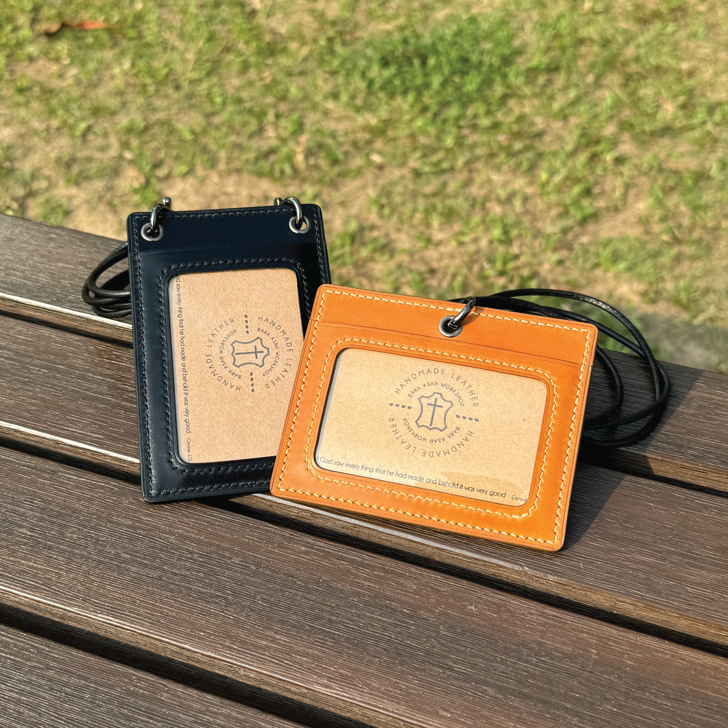 Cordovan Leather | ID Cardholder with Lanyard | Personalized