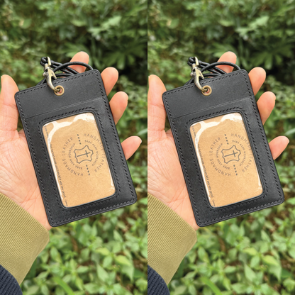 Pueblo Leather | ID Cardholder with Lanyard | 2 Photo Slots | 磨砂牛皮系列 | 掛頸職員卡套 | 兩相格款式