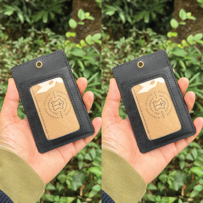 Pueblo Leather | ID Cardholder with Lanyard | 2 Photo Slots | 磨砂牛皮系列 | 掛頸職員卡套 | 兩相格款式