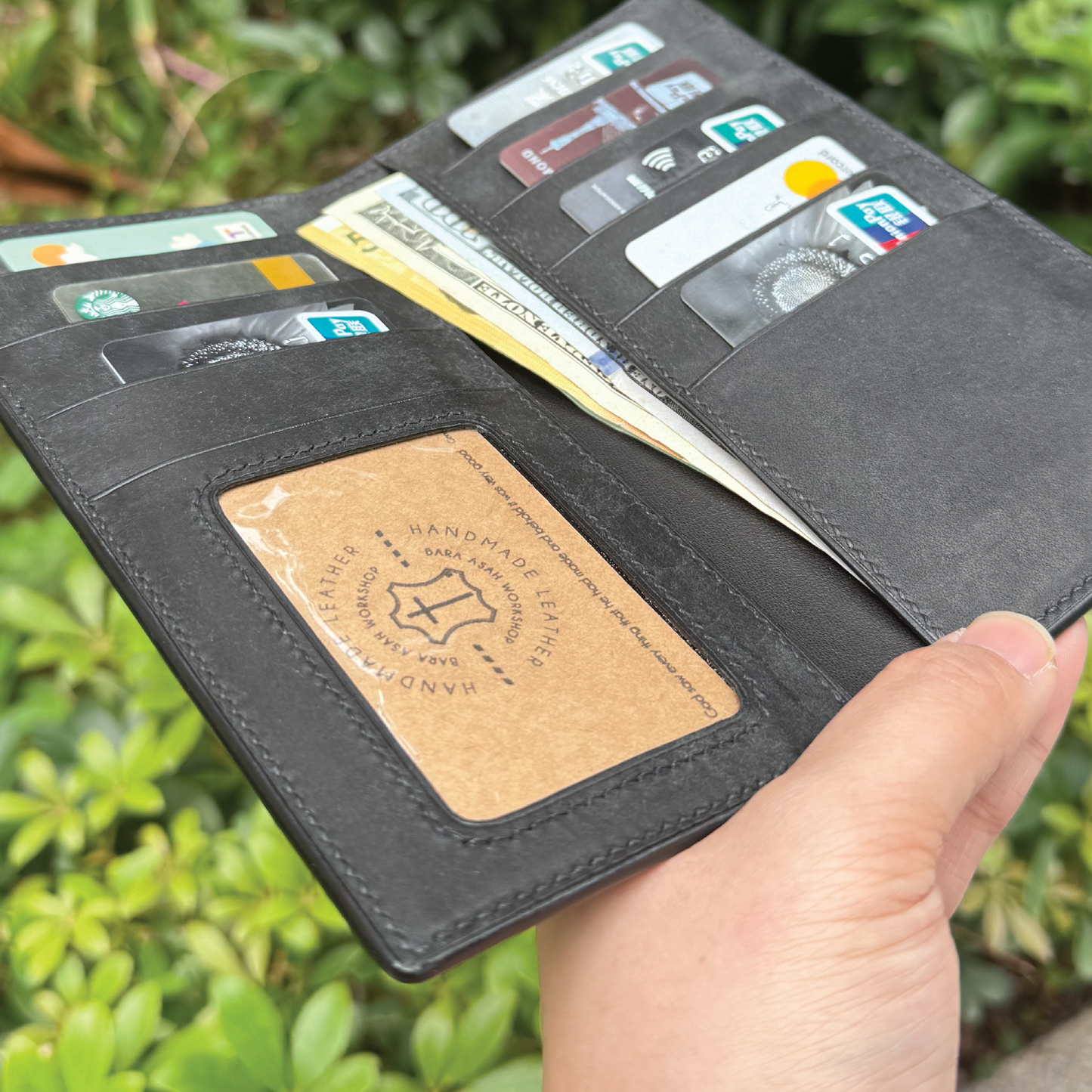 Pueblo Leather | Bifold Vertical Long Wallet | Card Slot, Photo Slot
