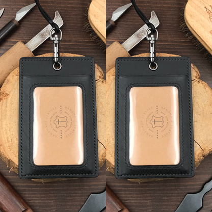 Buttero Leather | ID Cardholder with Lanyard | 2 Photo Slots | 植鞣牛皮系列 | 掛頸職員卡套 | 兩相格款式