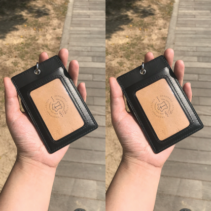Buttero Leather | ID Cardholder with Lanyard | 2 Photo Slots | 植鞣牛皮系列 | 掛頸職員卡套 | 兩相格款式