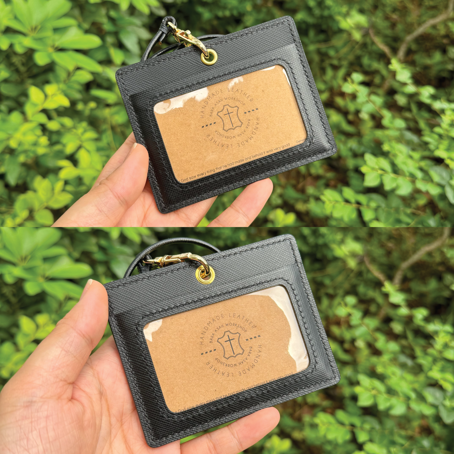 Saffiano Leather | ID Cardholder with Lanyard | 2 Photo Slots | 十字紋牛皮系列 | 掛頸職員卡套 | 兩相格款式