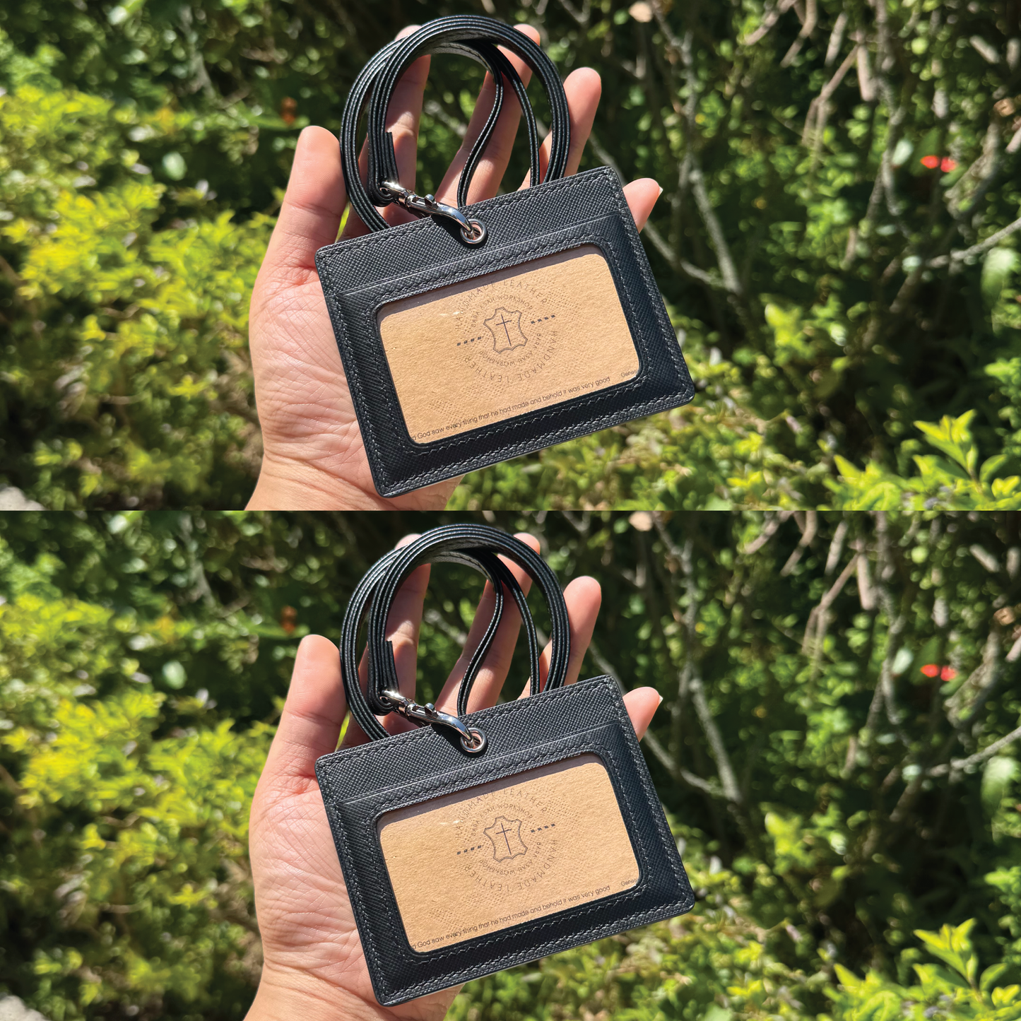 Saffiano Leather | ID Cardholder with Lanyard | 2 Photo Slots | 十字紋牛皮系列 | 掛頸職員卡套 | 兩相格款式