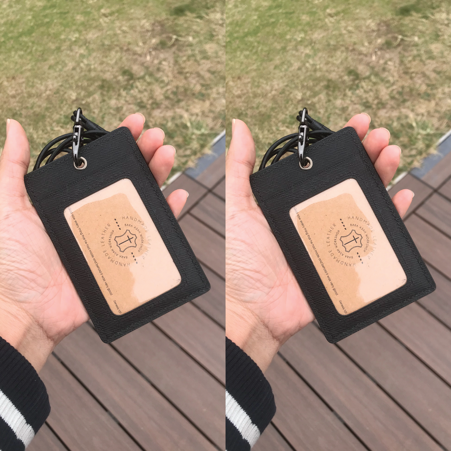 Saffiano Leather | ID Cardholder with Lanyard | 2 Photo Slots | 十字紋牛皮系列 | 掛頸職員卡套 | 兩相格款式