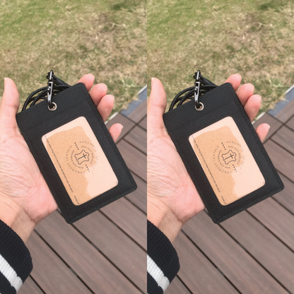 Saffiano Leather | ID Cardholder with Lanyard | 2 Photo Slots | 十字紋牛皮系列 | 掛頸職員卡套 | 兩相格款式