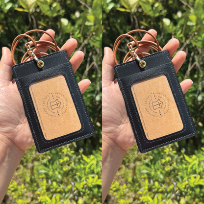 Saffiano Leather | ID Cardholder with Lanyard | 2 Photo Slots | 十字紋牛皮系列 | 掛頸職員卡套 | 兩相格款式