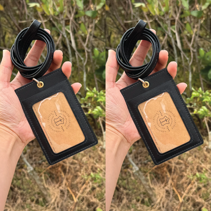 Saffiano Leather | ID Cardholder with Lanyard | 2 Photo Slots | 十字紋牛皮系列 | 掛頸職員卡套 | 兩相格款式