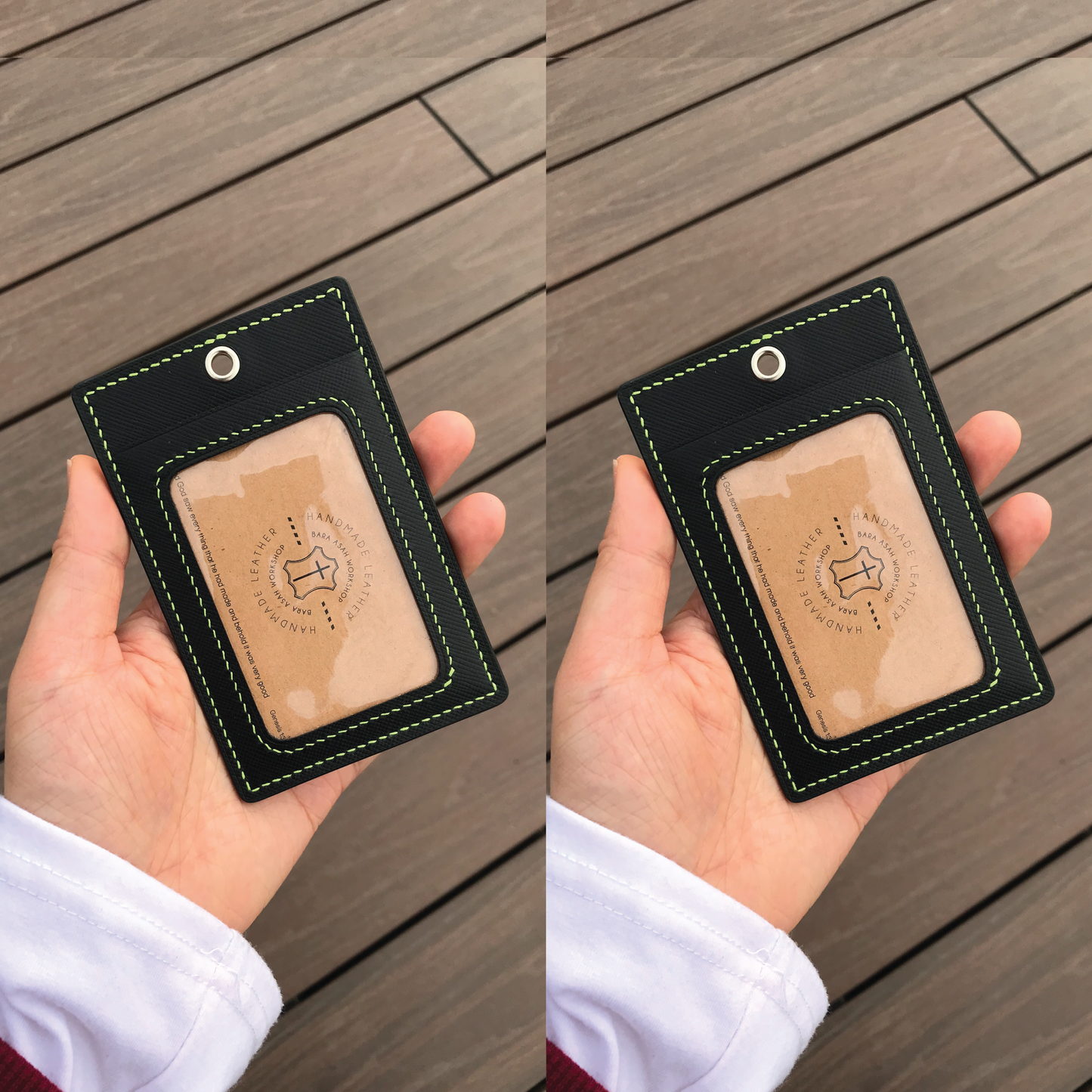 Saffiano Leather | ID Cardholder with Lanyard | 2 Photo Slots | 十字紋牛皮系列 | 掛頸職員卡套 | 兩相格款式