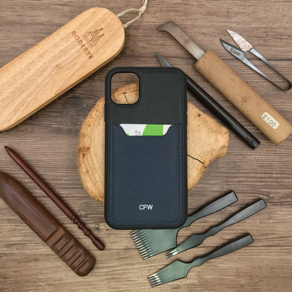 Saffiano Leather | Card Slot iPhone Case | 十字紋牛皮系列 | 卡位手機殼