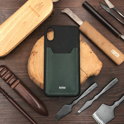 Saffiano Leather | Card Slot iPhone Case | 十字紋牛皮系列 | 卡位手機殼
