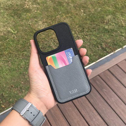 Saffiano Leather | Card Slot iPhone Case | 十字紋牛皮系列 | 卡位手機殼
