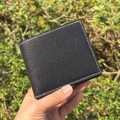 Saffiano Leather | Bifold Short Wallet | Card Slot, Photo Slot