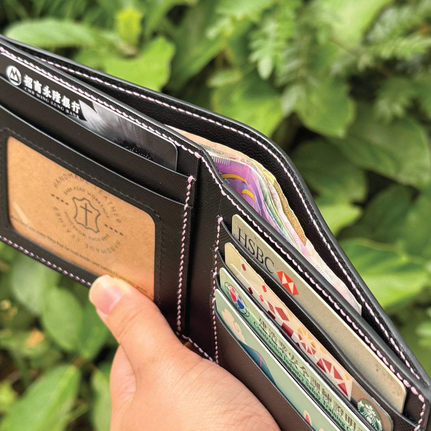 Saffiano Leather | Bifold Short Wallet | Card Slot, Photo Slot