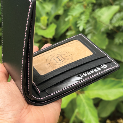 Saffiano Leather | Bifold Short Wallet | Card Slot, Photo Slot