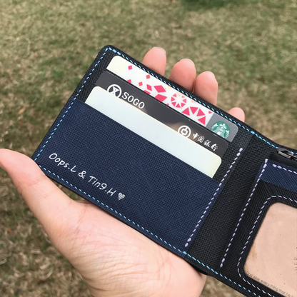 Saffiano Leather | Bifold Short Wallet | Zipper Slot Design | 十字紋牛皮系列 | 兩摺短銀包 | 拉鏈包款式