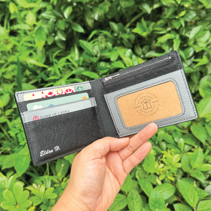 Saffiano Leather | Bifold Short Wallet | Zipper Slot Design | 十字紋牛皮系列 | 兩摺短銀包 | 拉鏈包款式