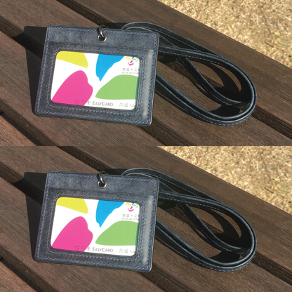 Pueblo Leather | ID Cardholder with Lanyard | 2 Photo Slots | 磨砂牛皮系列 | 掛頸職員卡套 | 兩相格款式