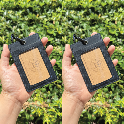 Pueblo Leather | ID Cardholder with Lanyard | 2 Photo Slots | 磨砂牛皮系列 | 掛頸職員卡套 | 兩相格款式