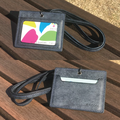Pueblo Leather | ID Cardholder with Lanyard | Vertical, Horizontal Style | 磨砂牛皮系列 | 掛頸職員卡套 | 直款橫款