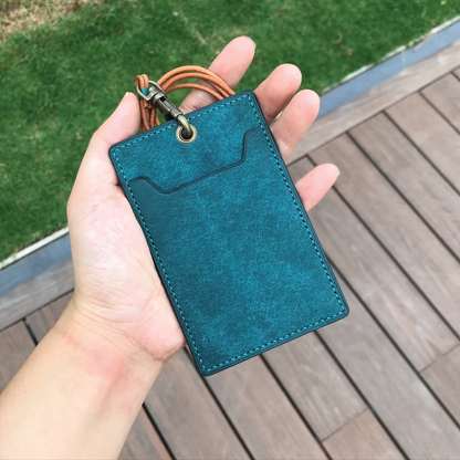 Pueblo Leather | ID Cardholder with Lanyard | Vertical, Horizontal Style | 磨砂牛皮系列 | 掛頸職員卡套 | 直款橫款