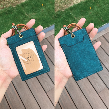 Pueblo Leather | ID Cardholder with Lanyard | Vertical, Horizontal Style | 磨砂牛皮系列 | 掛頸職員卡套 | 直款橫款