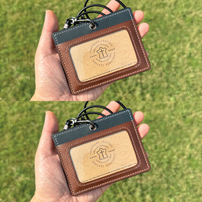 Tochigi Leather | ID Cardholder with Lanyard | 2 Photo Slots | 栃木牛皮系列 | 掛頸職員卡套 | 兩相格款式