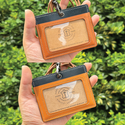 Tochigi Leather | ID Cardholder with Lanyard | 2 Photo Slots | 栃木牛皮系列 | 掛頸職員卡套 | 兩相格款式