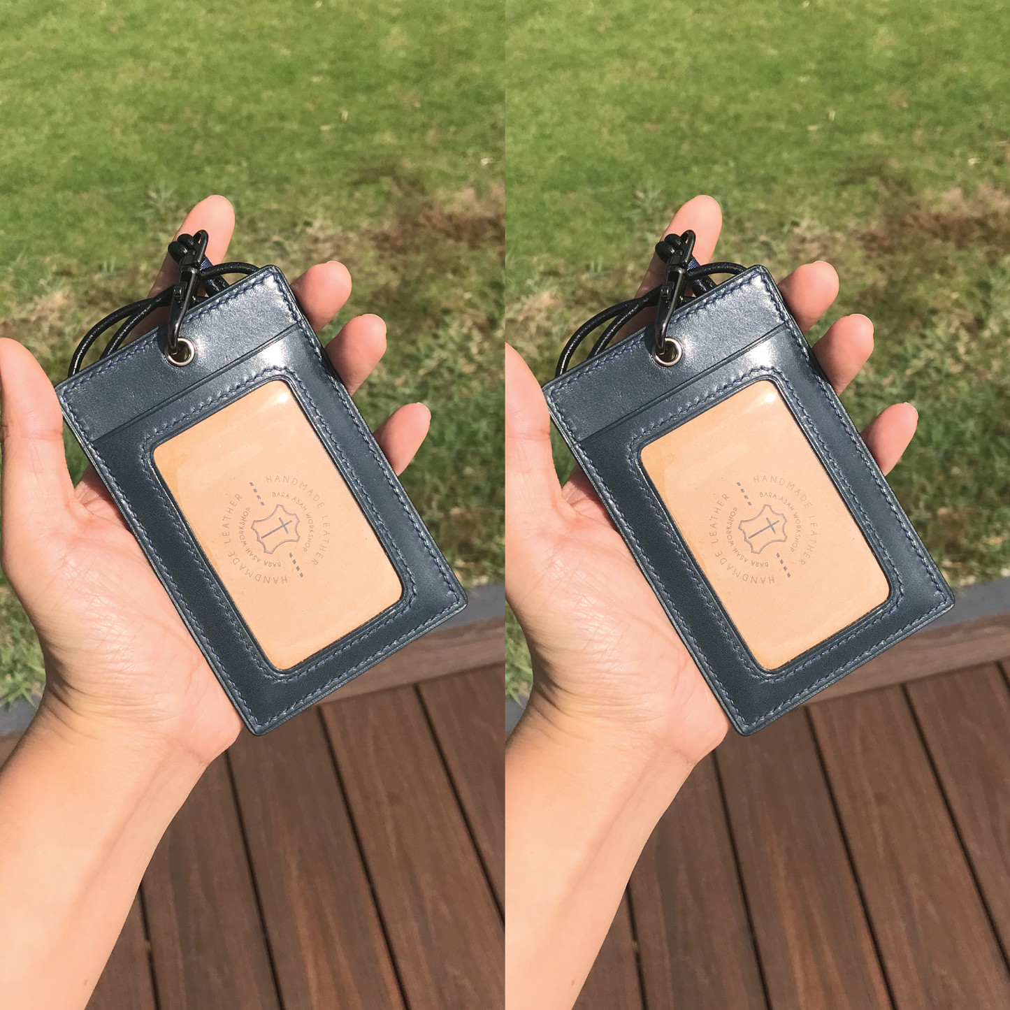 Tochigi Leather | ID Cardholder with Lanyard | 2 Photo Slots | 栃木牛皮系列 | 掛頸職員卡套 | 兩相格款式