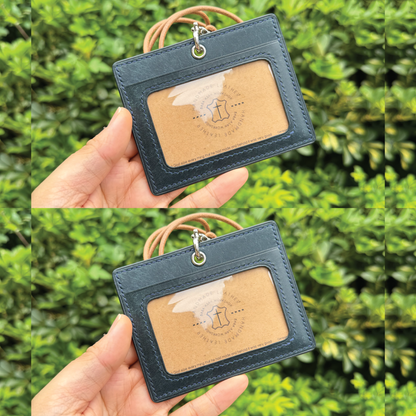 Pueblo Leather | ID Cardholder with Lanyard | 2 Photo Slots | 磨砂牛皮系列 | 掛頸職員卡套 | 兩相格款式