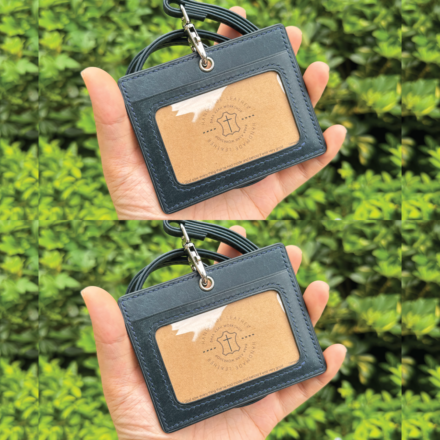 Pueblo Leather | ID Cardholder with Lanyard | 2 Photo Slots | 磨砂牛皮系列 | 掛頸職員卡套 | 兩相格款式
