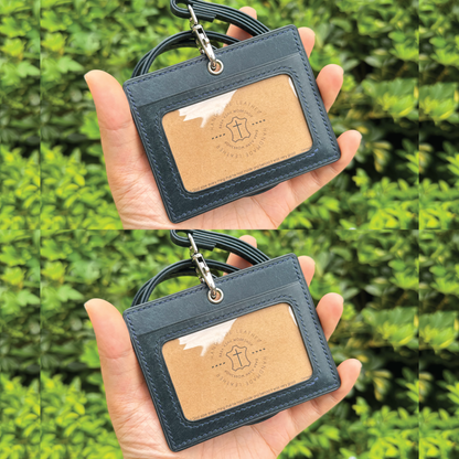 Pueblo Leather | ID Cardholder with Lanyard | 2 Photo Slots | 磨砂牛皮系列 | 掛頸職員卡套 | 兩相格款式