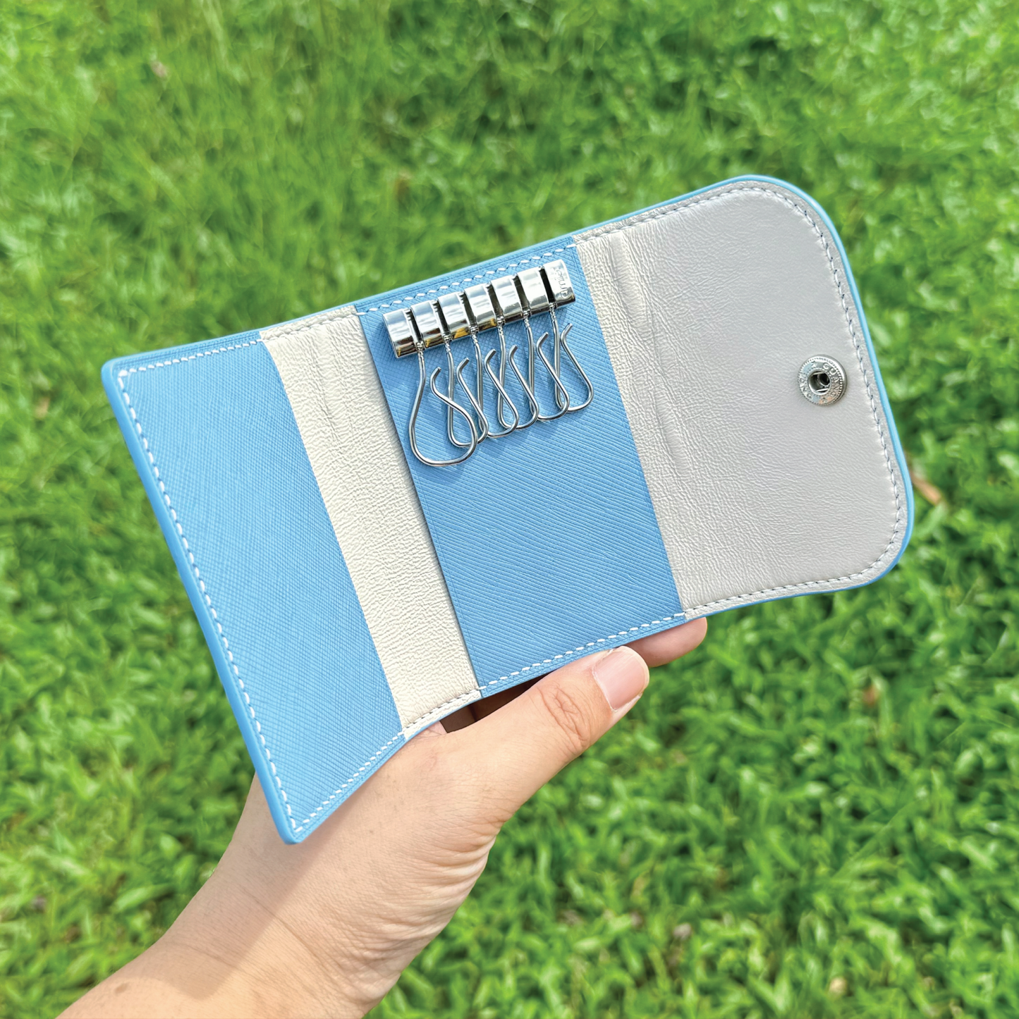 Saffiano Leather | Tri-fold Keyholder | 十字紋牛皮系列 | 三摺鎖匙包