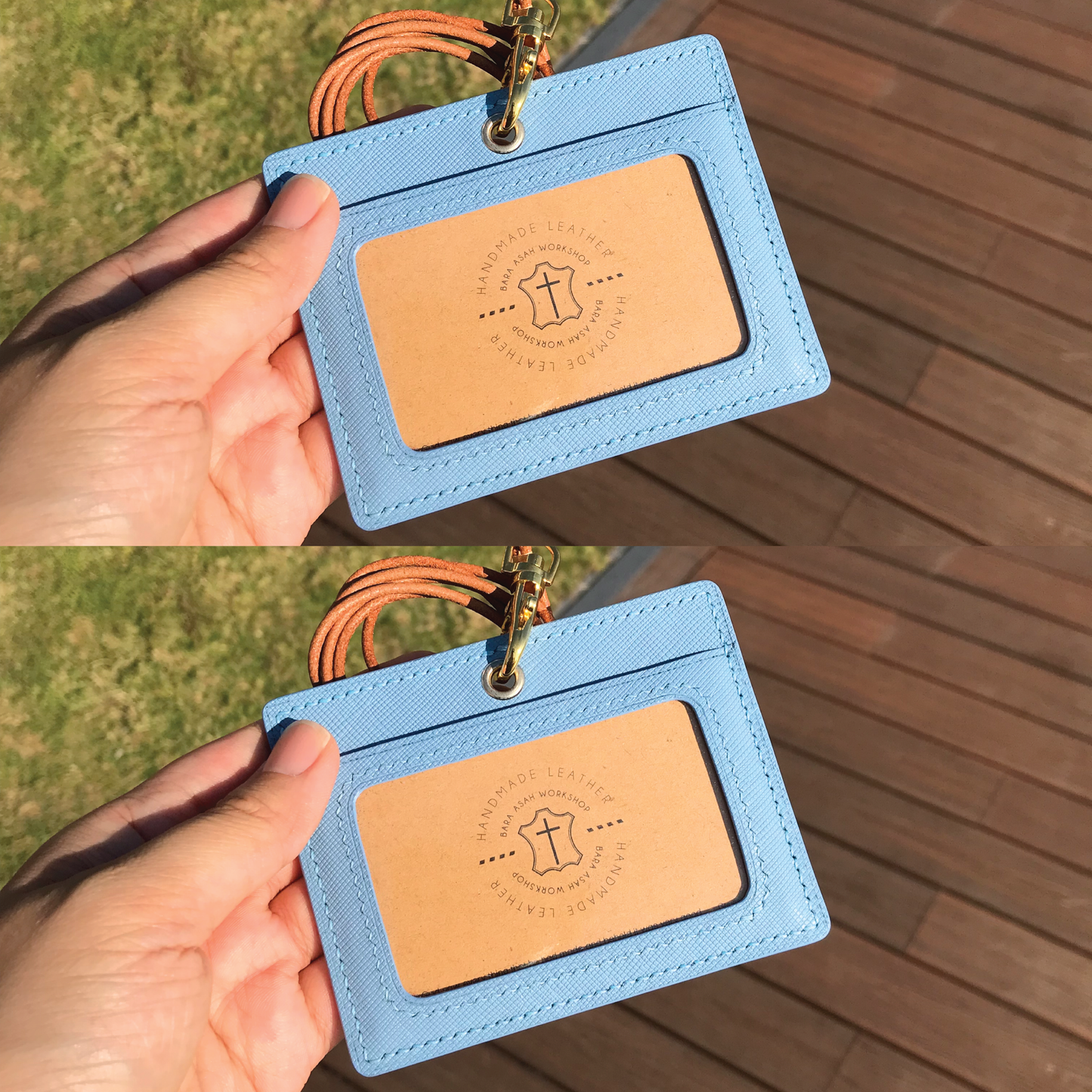 Saffiano Leather | ID Cardholder with Lanyard | 2 Photo Slots | 十字紋牛皮系列 | 掛頸職員卡套 | 兩相格款式