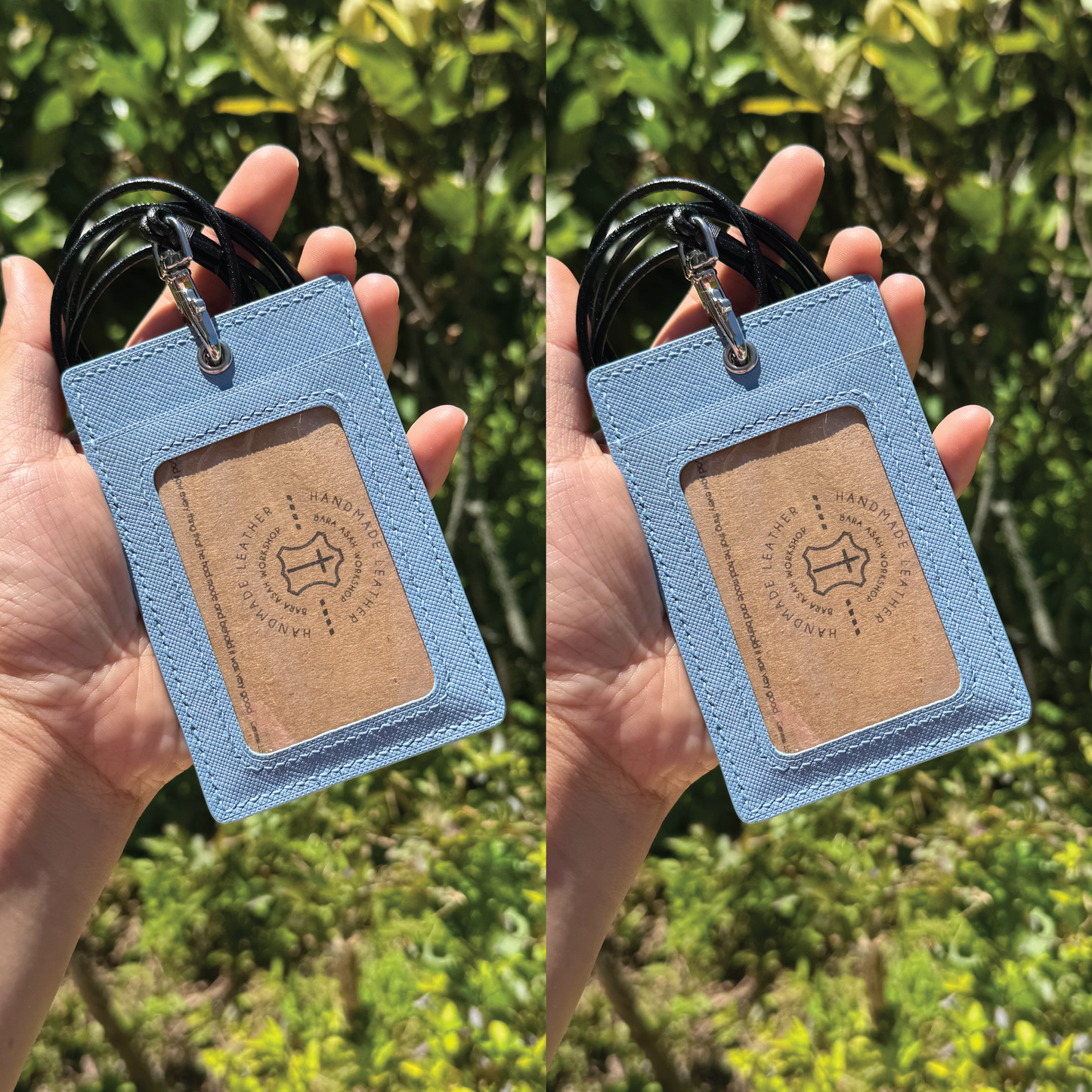 Saffiano Leather | ID Cardholder with Lanyard | 2 Photo Slots | 十字紋牛皮系列 | 掛頸職員卡套 | 兩相格款式