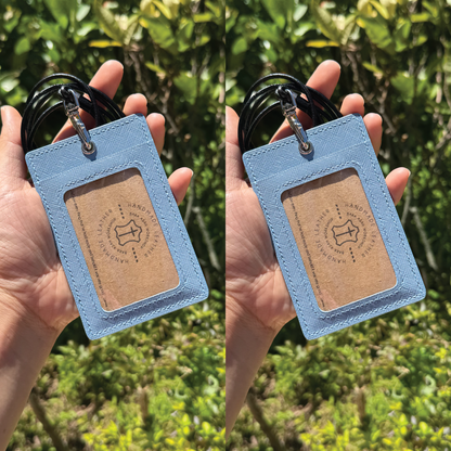 Saffiano Leather | ID Cardholder with Lanyard | 2 Photo Slots | 十字紋牛皮系列 | 掛頸職員卡套 | 兩相格款式