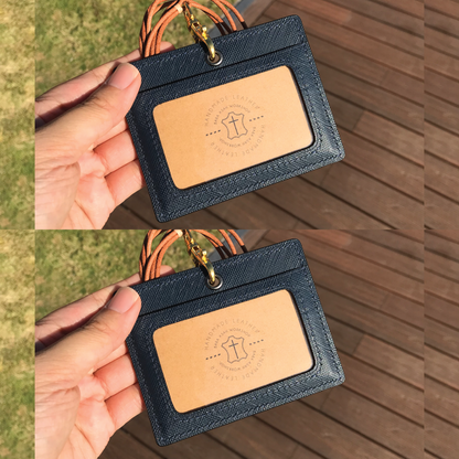 Saffiano Leather | ID Cardholder with Lanyard | 2 Photo Slots | 十字紋牛皮系列 | 掛頸職員卡套 | 兩相格款式