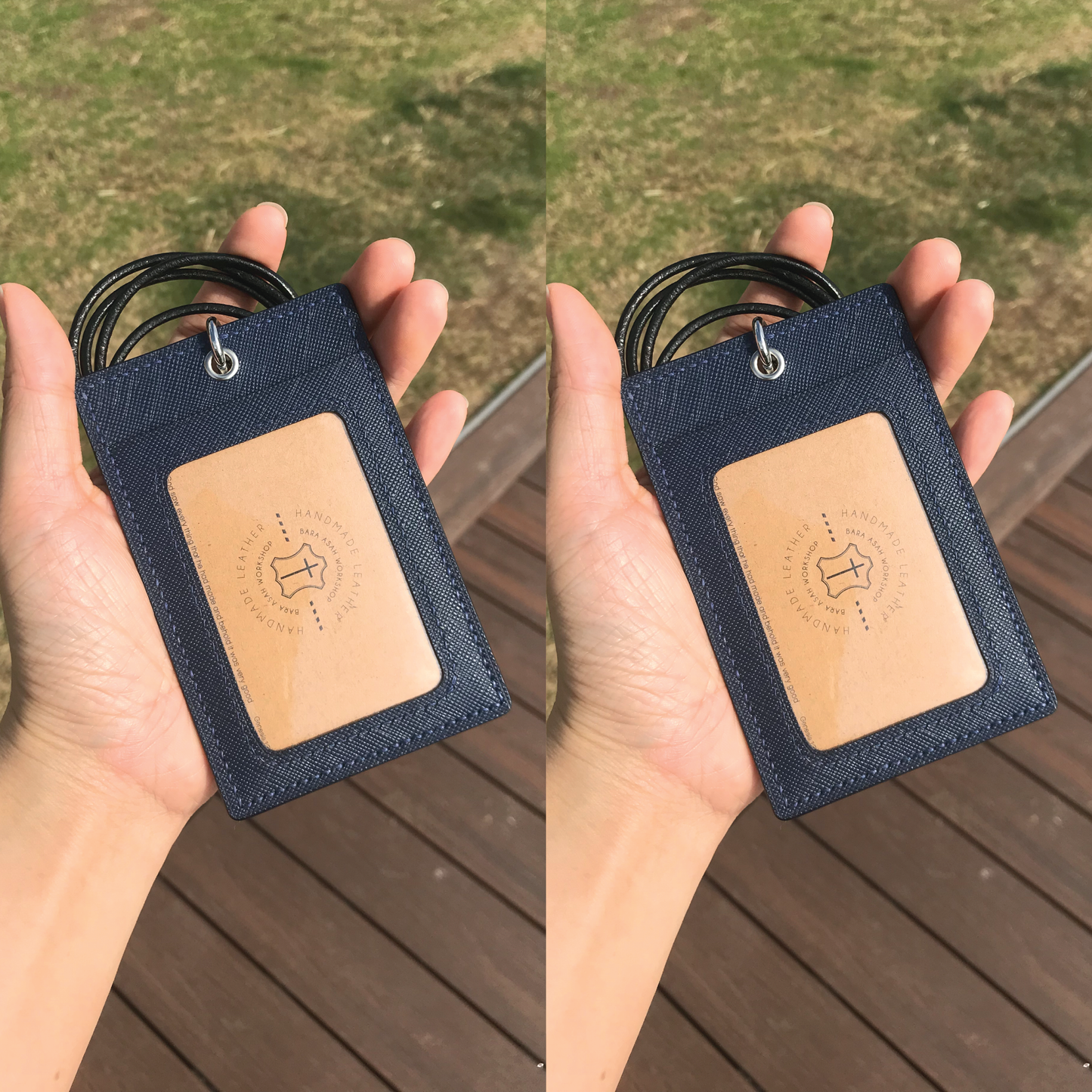 Saffiano Leather | ID Cardholder with Lanyard | 2 Photo Slots | 十字紋牛皮系列 | 掛頸職員卡套 | 兩相格款式