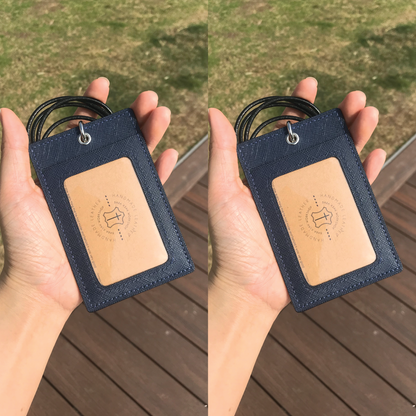 Saffiano Leather | ID Cardholder with Lanyard | 2 Photo Slots | 十字紋牛皮系列 | 掛頸職員卡套 | 兩相格款式