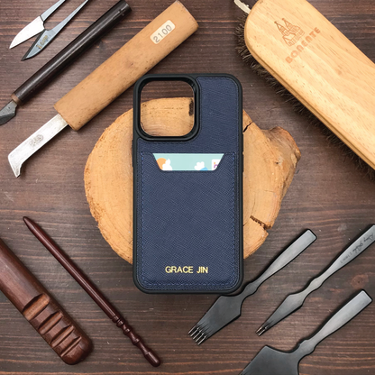 Saffiano Leather | Card Slot iPhone Case | 十字紋牛皮系列 | 卡位手機殼