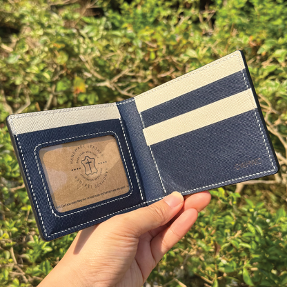 Saffiano Leather | Bifold Short Wallet | Card Slot, Photo Slot