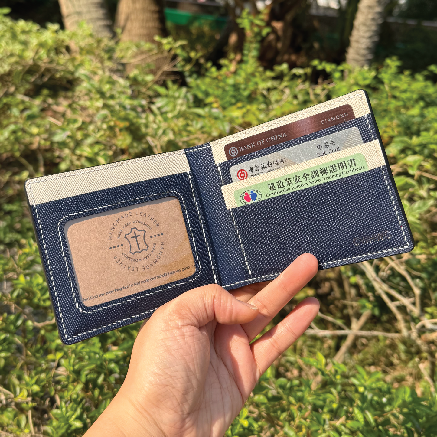 Saffiano Leather | Bifold Short Wallet | Card Slot, Photo Slot