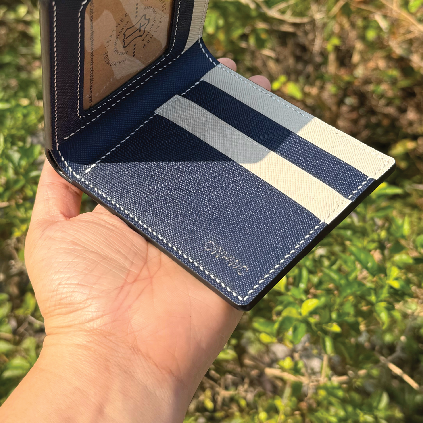 Saffiano Leather | Bifold Short Wallet | Card Slot, Photo Slot
