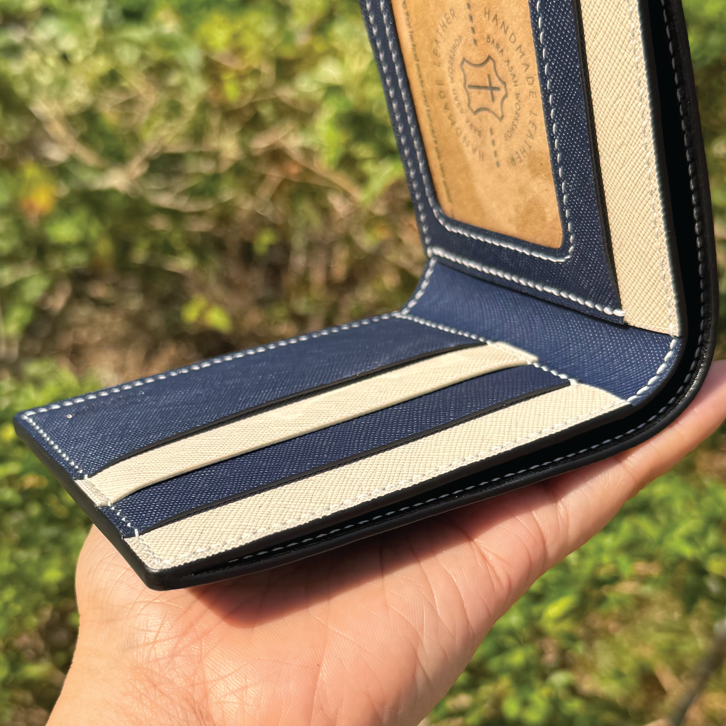 Saffiano Leather | Bifold Short Wallet | Card Slot, Photo Slot