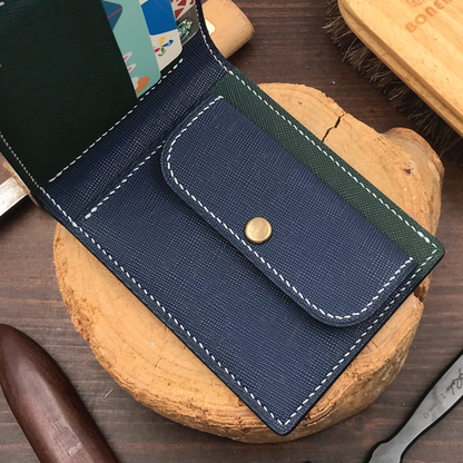 Saffiano Leather | Bifold Short Wallet | Coins Pocket Design | 十字紋牛皮系列 | 兩摺短銀包 | 零錢包款式