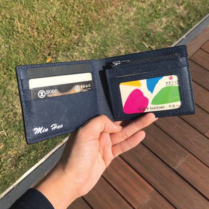 Saffiano Leather | Bifold Short Wallet | Zipper Slot Design | 十字紋牛皮系列 | 兩摺短銀包 | 拉鏈包款式