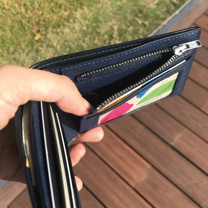 Saffiano Leather | Bifold Short Wallet | Zipper Slot Design | 十字紋牛皮系列 | 兩摺短銀包 | 拉鏈包款式