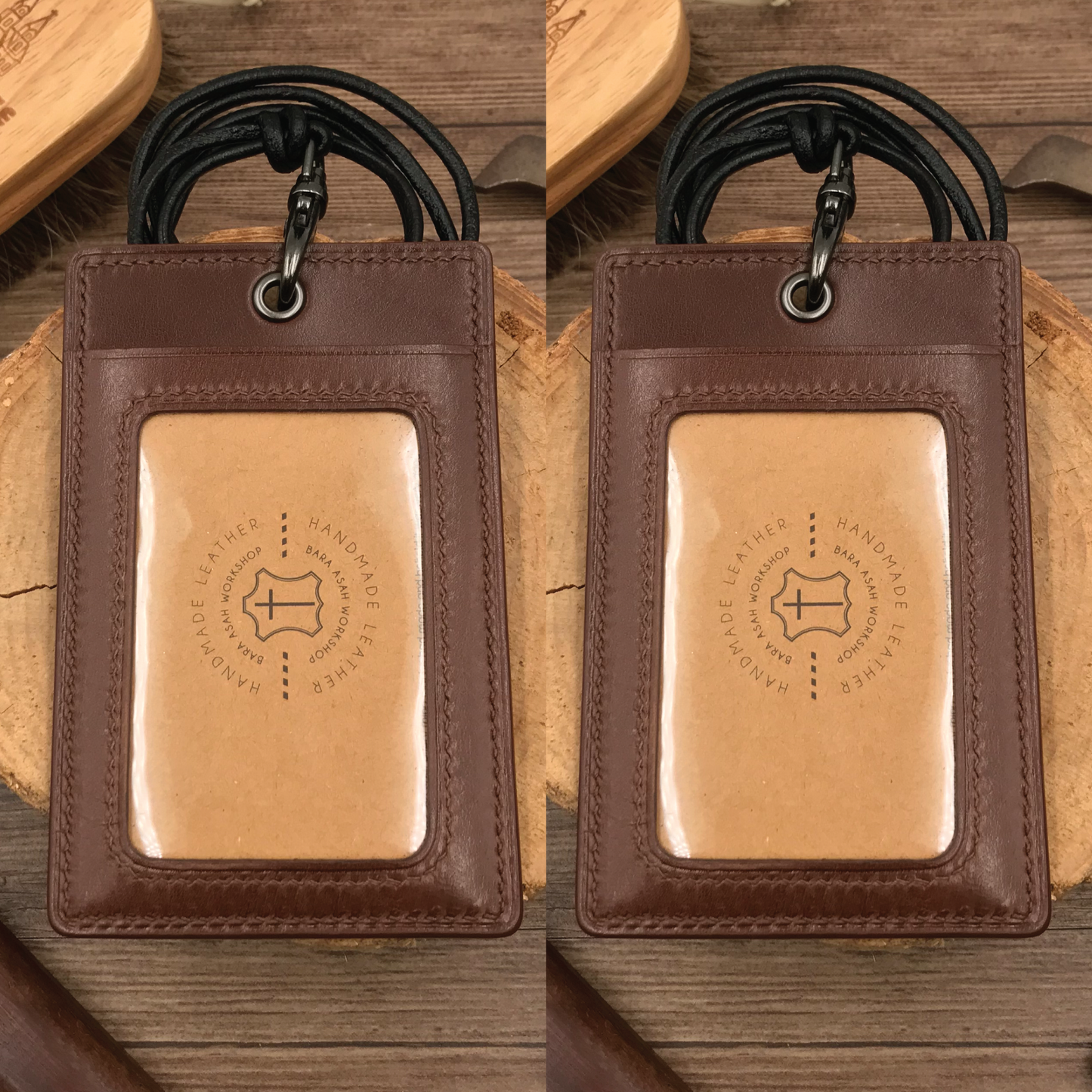 Calf Leather | ID Cardholder with Lanyard | 2 Photo Slots | 小牛皮系列 | 掛頸職員卡套 | 兩相格款式