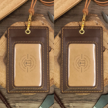 Calf Leather | ID Cardholder with Lanyard | 2 Photo Slots | 小牛皮系列 | 掛頸職員卡套 | 兩相格款式